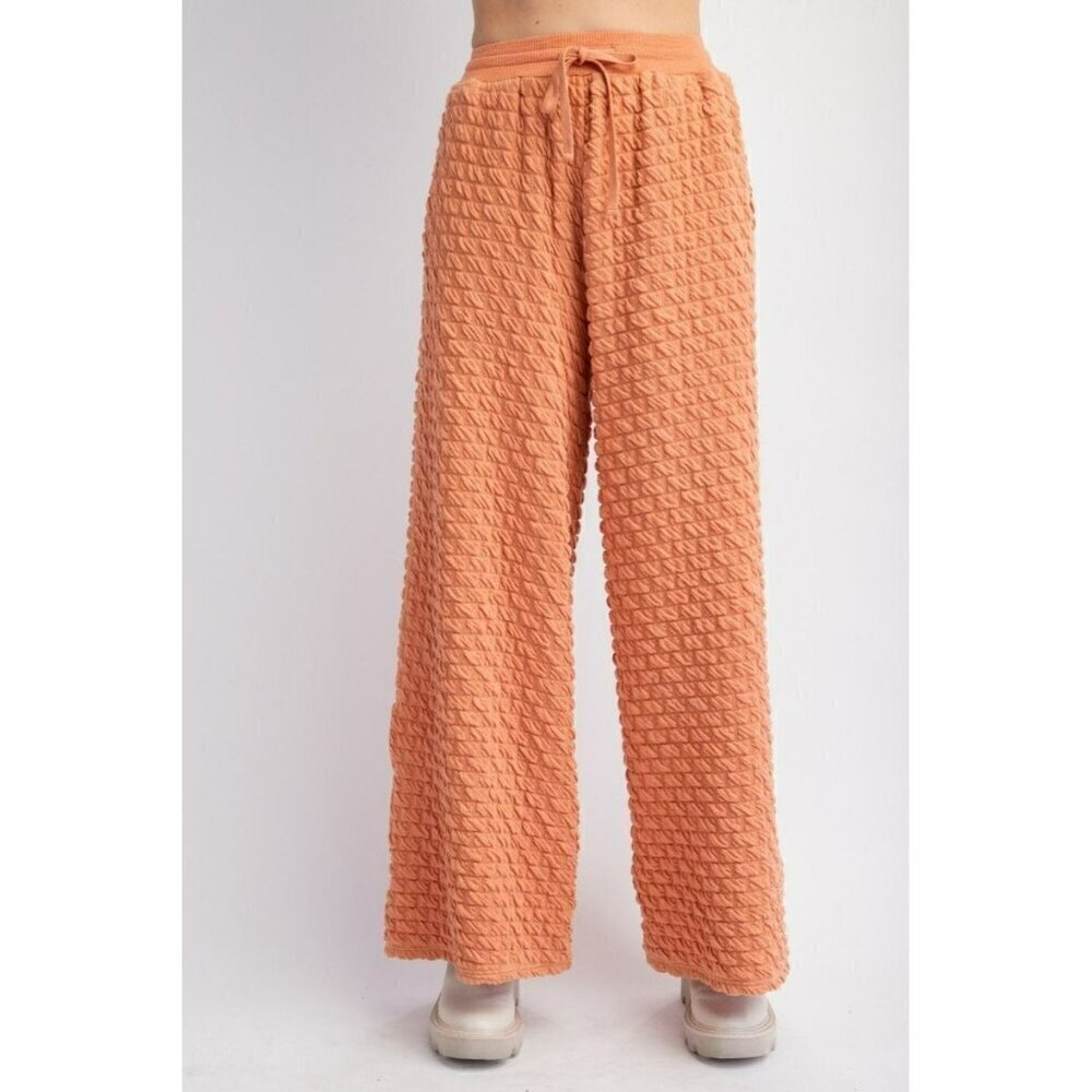 Cloud Nine Pillow Puff Textured Hacci Lounge Pants in Apricot
